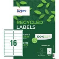 Avery Recycled Address Labels LR7162-15 99.1 x 33.9mm mm 15 Sheets of 16 Labels