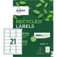 Avery Recycled Address Labels LR7160-15 63.5 x 38.1 mm 15 Sheets of 21 Labels