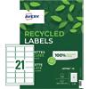 Avery Recycled Address Labels LR7160-15 63.5 x 38.1 mm 15 Sheets of 21 Labels