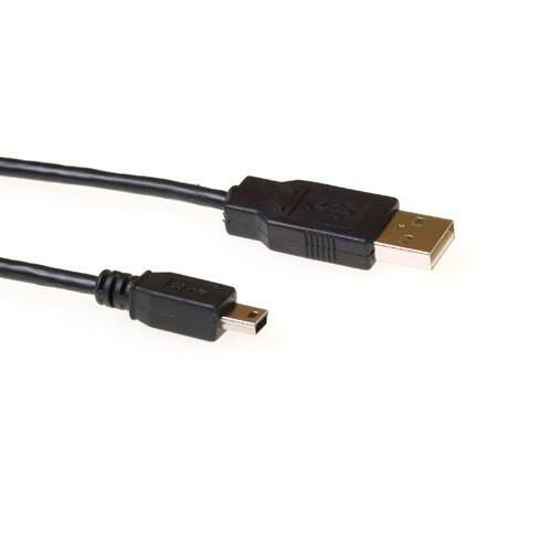 ACT USB Cable USB A Male to USB Mini B Male SB2412 Black 1.8 m