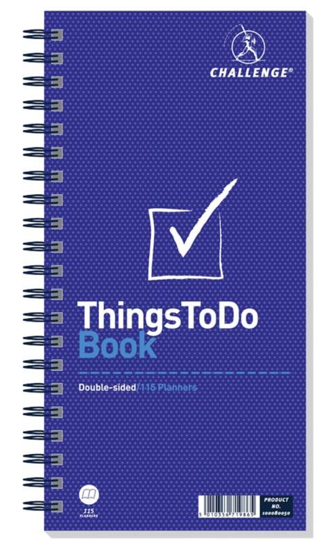 Challenge Wirebound To Do Pad with 115 Sets and Pre Printed Pages Micro Perforated 14.1 x 28 cm