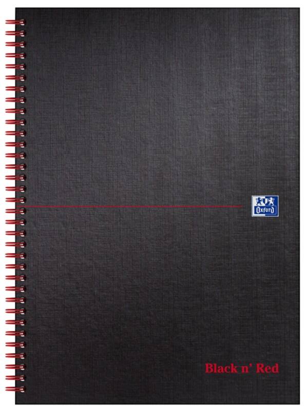 OXFORD Notebook A4 Ruled Spiral Bound Cardboard Black 140 Pages