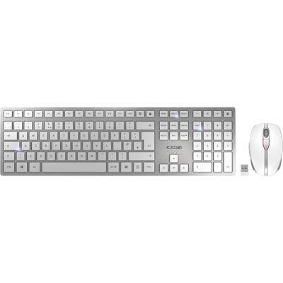 CHERRY DW 9000 Slim Keyboard and Mouse Set RF Wireless + Bluetooth UK English Silver, White