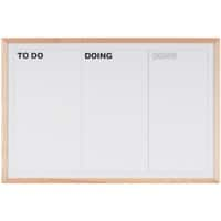 Bi-Office KanBan Whiteboard Magnetic Wall Mounted Lacquered Steel 90 (W)x60 (H) cm Pine Wood White