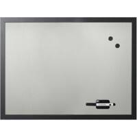 Bi-Office Wall Mounted Whiteboard 900 x 600mm Black Magnetic Silver Finish MDF