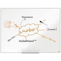 Nobo Impression Pro Wall Mountable Magnetic Whiteboard 1915396 Enamel Slim Aluminium Frame InvisaMount Mounting System 1200 x 900 mm White
