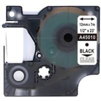 Rillstab Compatible Dymo D1 S0720500 / 45010 Label Tape Self Adhesive Black Print on Clear 12 mm x 7m