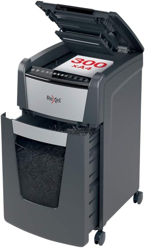 Rexel Optimum AutoFeed+ 300X Automatic Cross-Cut Shredder Security Level P-4 330 Sheets Automatic & 10 Sheets Manual