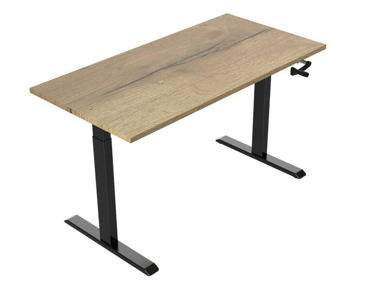 euroseats Crank Sit Stand Desk Rectangular Oak T-Foot 1,600 (W) x 800 (D) x 1,190 (H) mm Metal
