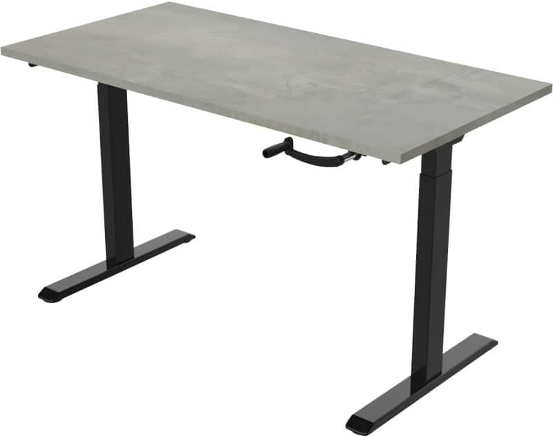 euroseats Crank Sit Stand Desk Rectangular Concrete T-Foot 1,200 (W) x 800 (D) x 1,190 (H) mm Metal