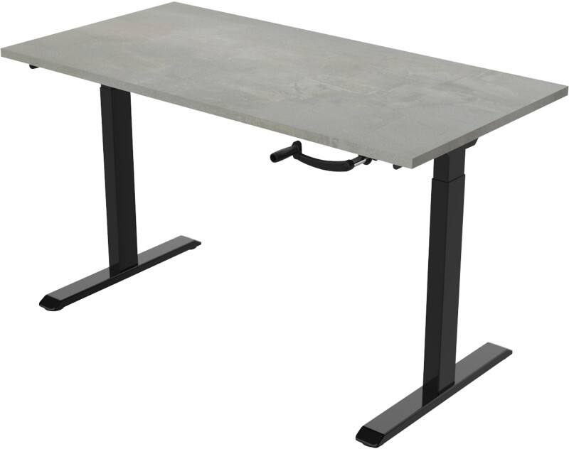 euroseats Crank Sit Stand Desk Rectangular Concrete T-Foot 1,400 (W) x 800 (D) x 1,190 (H) mm Metal