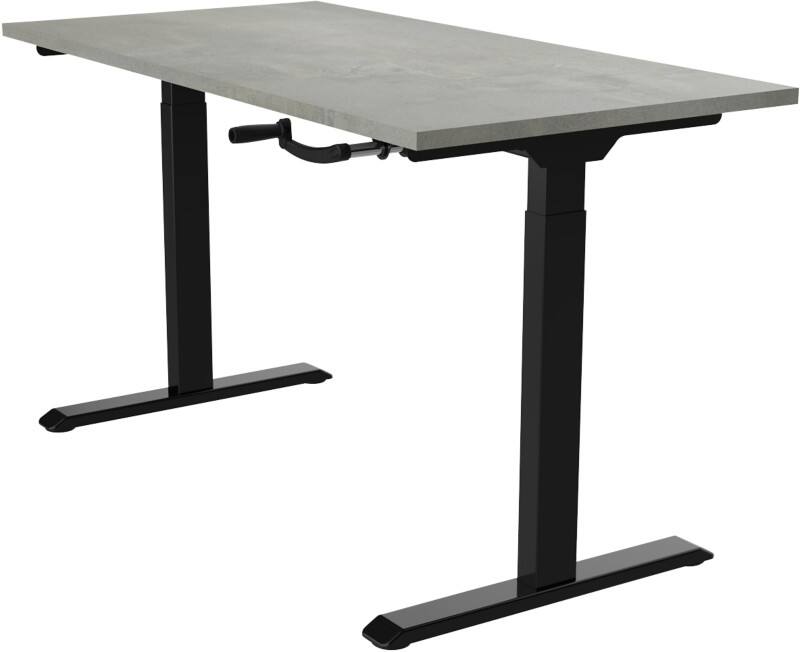 euroseats Crank Sit Stand Desk Rectangular Concrete T-Foot 1,600 (W) x 800 (D) x 1,190 (H) mm Metal