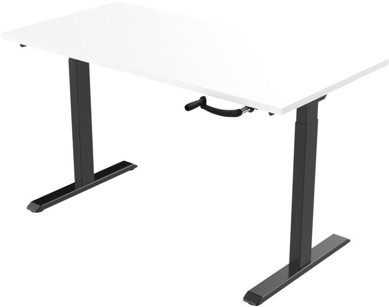 euroseats Crank Sit Stand Desk Rectangular White T-Foot 1,400 (W) x 800 (D) x 1,190 (H) mm Metal