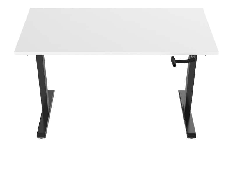 euroseats Crank Sit Stand Desk Rectangular White T-Foot 1,600 (W) x 800 (D) x 1,190 (H) mm Metal