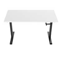 euroseats Crank Sit Stand Desk Rectangular White T-Foot 1,600 (W) x 800 (D) x 1,190 (H) mm Metal