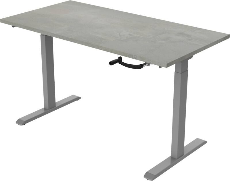 euroseats Crank Sit Stand Desk Rectangular Concrete T-Foot 1,600 (W) x 800 (D) x 1,190 (H) mm Metal