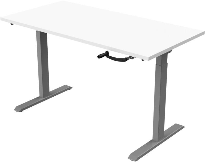 euroseats Crank Sit Stand Desk Rectangular White T-Foot 1,200 (W) x 800 (D) x 1,190 (H) mm Metal