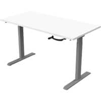 euroseats Crank Sit Stand Desk Rectangular White T-Foot 1,400 (W) x 800 (D) x 1,190 (H) mm Metal