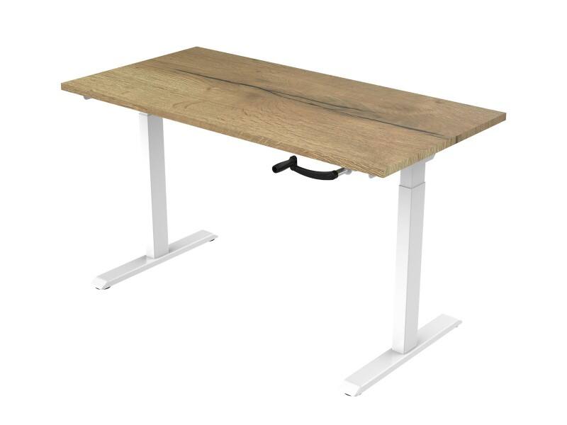 euroseats Crank Sit Stand Desk Rectangular Oak T-Foot 1,200 (W) x 800 (D) x 1,190 (H) mm Metal