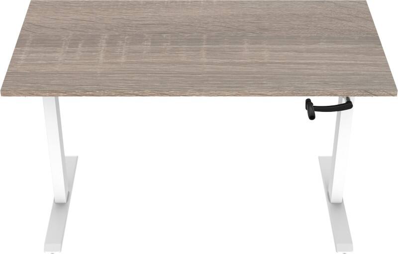euroseats Crank Sit Stand Desk Rectangular Oak T-Foot 1,600 (W) x 800 (D) x 1,190 (H) mm Metal