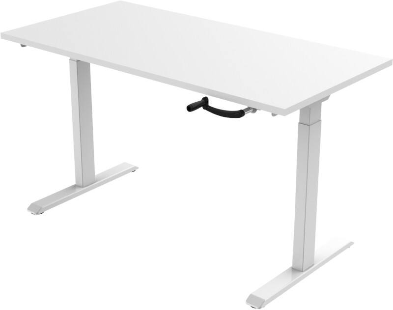 euroseats Crank Sit Stand Desk Rectangular White T-Foot 1,400 (W) x 800 (D) x 1,190 (H) mm Metal