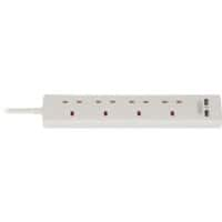 brennenstuhl 4-Way Extension Lead UK USB Slots 2m White