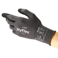 Ansell HyFlex Mechanical Protection Non-Disposable Handling Gloves Foam, Nitrile Size 8 Black 12 Pairs