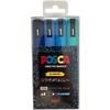 POSCA Paint Marker Bullet 1.3 mm Blue, Sky Blue, Light Blue and Aqua Green Pack of 4