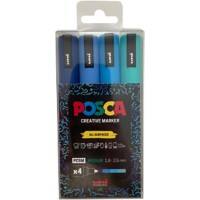 POSCA Paint Marker Bullet 1.3 mm Blue, Sky Blue, Light Blue and Aqua Green Pack of 4