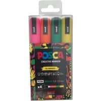POSCA Paint Marker Bullet 1.3 mm Pink, Orange, Green, Yellow Pack of 4
