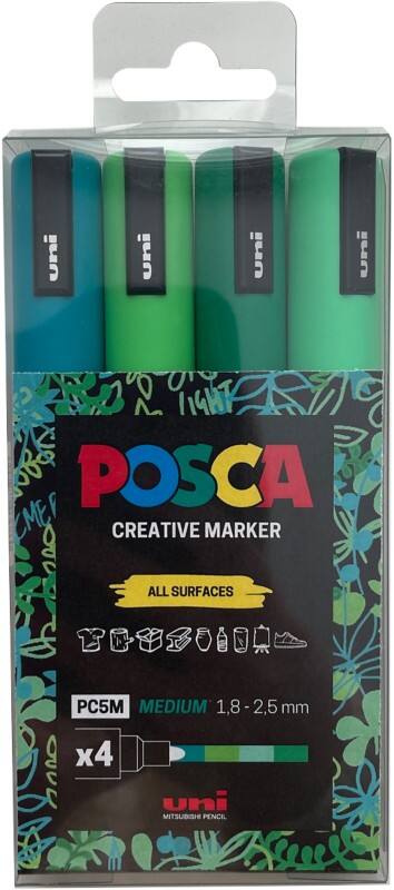 POSCA PC-5M Permanent Paint Marker Assorted Medium Bullet  - 1.3 mm Pack of 4