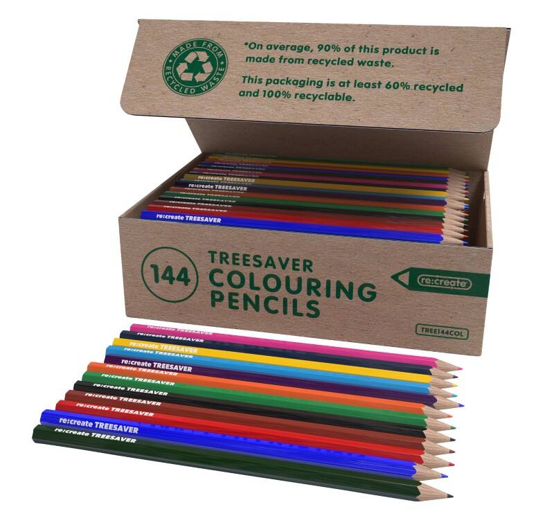 Re:Create Treesaver Colouring Pencils Assorted TREE144COL Pack of 144