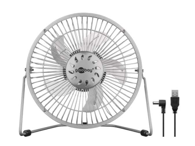 goobay Desk Fan USB 1 Speed 23 cm Silver 62062 20 cm