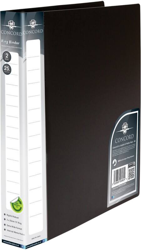 Concord Ring Binder PP (Polypropylene) A4 2 Rings Black
