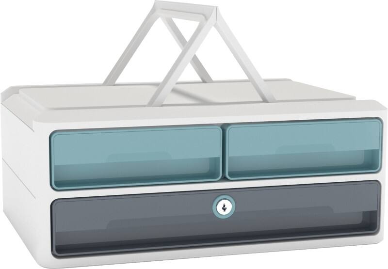 CEP Moov Up Drawer System PS (Polystyrene) Mint, White 3 Drawers 37 x 27.5 x 14.6 cm