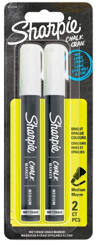 Sharpie 2157734 Chalk Markers White Medium Bullet Pack of 2