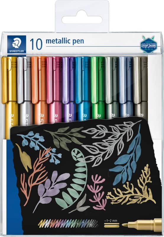 STAEDTLER Design Journey, calligraphy 8323 Marker pen with Fibre-tip Medium Bullet 1-2 mm Non-refillable Assorted Colours Pack of 10