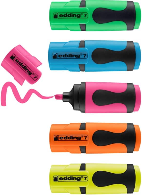 edding Mini 7 Highlighter Assorted  Medium Chisel 1 - 3 mm Pack of 5