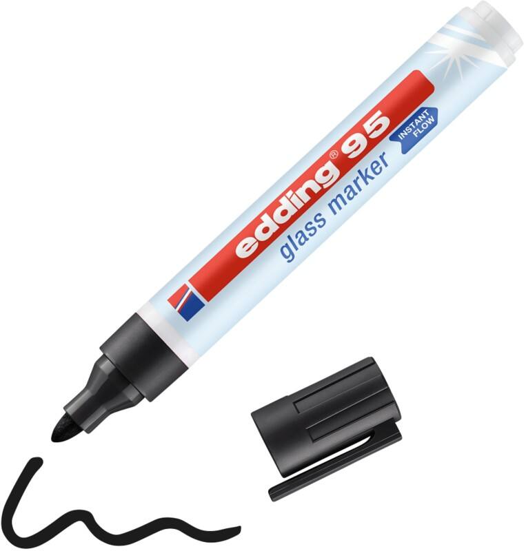 edding 95 Non-permanent Glass Marker Black Medium Felt Tip