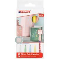 edding e-751 Paint Marker Felt Tip White, Pastel Green, Pastel Blue, Pastel Rose, Pastel Yellow Pack of 5