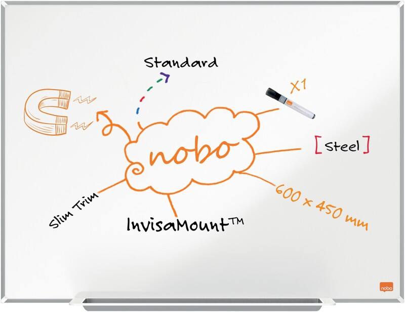 Nobo Impression Pro Whiteboard Magnetic Lacquered Steel Single Sided 60 (W) x 45 (H) cm