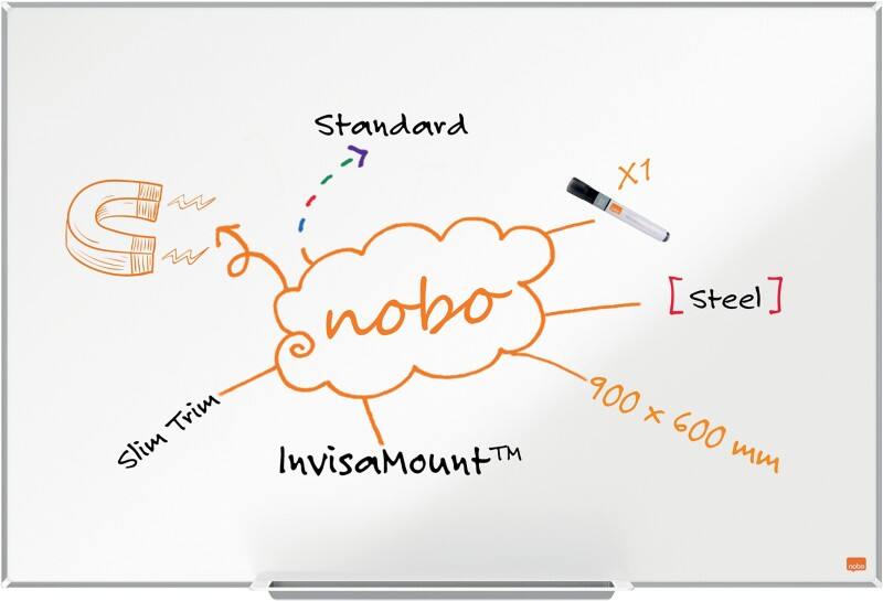Nobo Impression Pro Whiteboard Magnetic Lacquered Steel Single Sided 90 (W) x 60 (H) cm