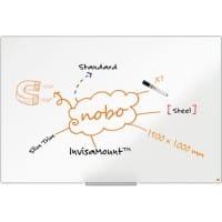 Nobo Impression Pro Wall Mountable Magnetic Whiteboard 1915404 Lacquered Steel Slim Aluminium Frame InvisaMount Mounting System 1500 x 1000 mm White