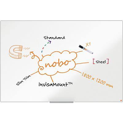 Nobo Impression Pro Whiteboard 1915406 Wall Mounted Magnetic Lacquered Steel 180 x 120 cm Slim Frame