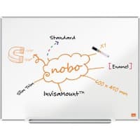 Nobo Impression Pro Wall Mountable Magnetic Whiteboard 1915394 Enamel Slim Aluminium Frame InvisaMount Mounting System 600 x 450 mm White
