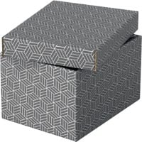 Esselte Home Storage and Gift Box 628281 Small 100% Recycled Cardboard Grey 200 x 255 x 150 mm Pack of 3