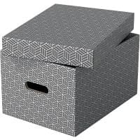 Esselte Home Storage Box 628283 Medium 100% Recycled Cardboard Grey 265 x 365 x 205 mm Pack of 3