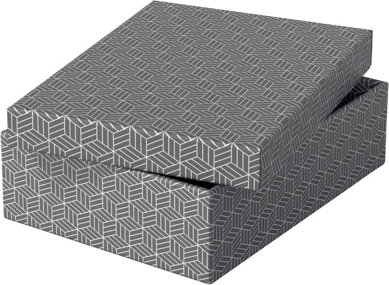 Esselte Home Storage and Gift Box 628285 Medium Flat 100% Recycled Cardboard Grey 265 x 360 x 100 mm Pack of 3