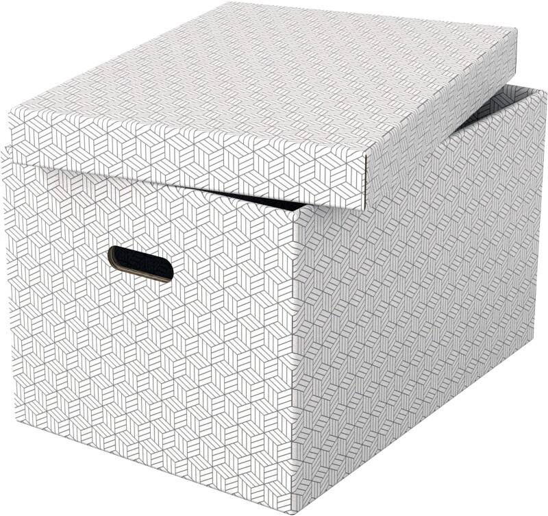 Esselte Home Storage Box 628286 Large 100% Recycled Cardboard White 355 x 510 x 305 mm Pack of 3