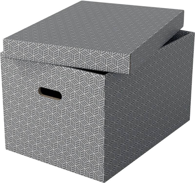 Esselte Home Storage Box 628287 Large 100% Recycled Cardboard Grey 355 x 510 x 305 mm Pack of 3